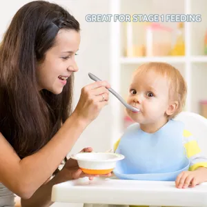 Baby silicone training spoon for first stage feeding infant tableware safe feeding tool