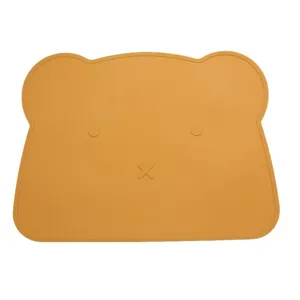 Cute silicone bear placemat heat resistant baby food grade feeding mat non slip table mat