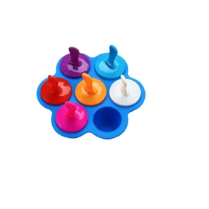 7-Hole Silicone Baby Food Freezer Tray Ice Pop Mold DIY Colorful Kitchen Tool Set