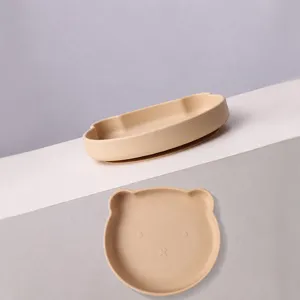 Piatto a ventosa in silicone per bambini Orso cartone animato stoviglie per neonati