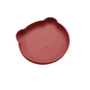 Piatto pappa per neonati in silicone a forma di orsetto, stoviglie per bambini vista principale.