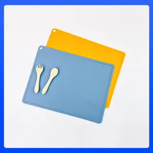 Silicone Placemat Waterproof Non-Slip Heat-Insulating Table Mat For Dining Kitchen Baby Rectangle Morandi