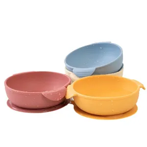 Silicone baby suction bowl set, toddler feeding tableware with strong base for daily use.