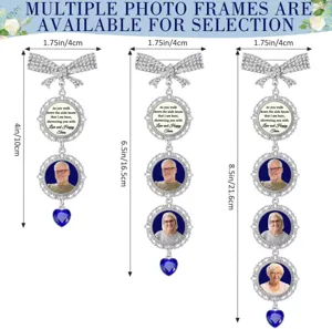 DIY bruidsboeket foto herdenkingsbroche met strass strik en meerdere fotolijsten.