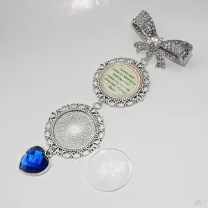 Vintage Legering Strass Strik Foto Tray Broche Pin Huwelijk Herdenking Fotolijst Brooche Elegant Sieradencadeau Voor Dames