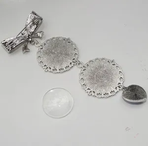 DIY foto tray broche basis zilver metaal strik filigraan hanger sieraden onderdelen set