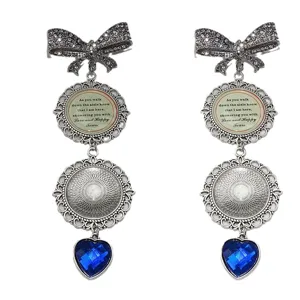 DIY foto tray broche strass strik blauw kristal hart bruiloft herdenking hanger speld