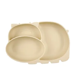 Silicone baby suction divided plate toddler feeding dish cute animal toddler tableware new