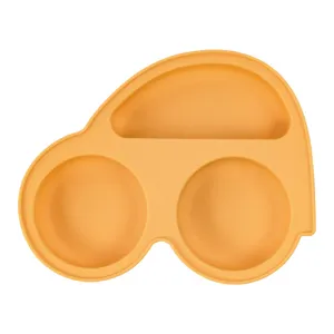 Silicone baby car plate infant partitioned tableware drop resistant toddler feeding dish