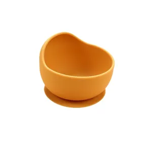Bol d'aspiration en silicone orange pour bébé, base antidérapante, matériau de qualité.