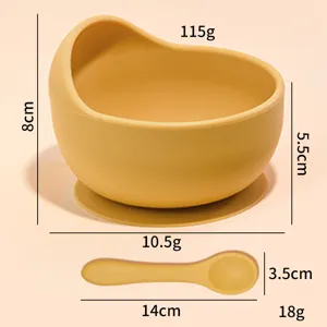 Baby Silicone Suction Bowl And Spoon Set Cute Snail Shape Infant Feeding Tableware Anti-Drop Toddler Dinnerware
