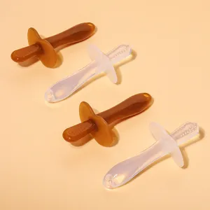 Baby liquid silicone teether soothing molar stick transparent safe baby teething toy