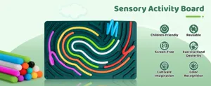 Silikon Sensorik Aktivitätsbrett mit bunte Stifte, ideal für Kinderentwicklung.