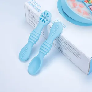 Baby Silicone Training Spoon Set Infant Self Feeding Soft Training Spoon Toddler Food Supplement Tableware Baby Feeding Utensils