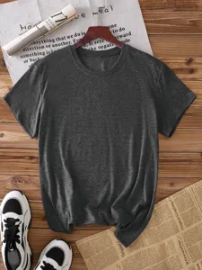 Casual solid color short-sleeve t-shirt for men and women blank crew neck tee top.