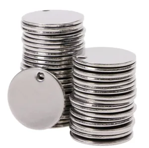 Blank round metal stamping tags for DIY jewelry making, smooth surface pendant charms.