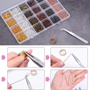 5mm open jump rings for DIY jewelry making, metal connecting rings with storage box and tools.