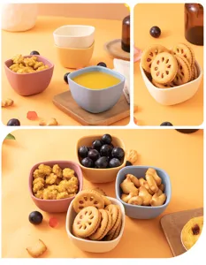 Silicone mini bowls for kids baby food supplement square tableware cute snack containers set