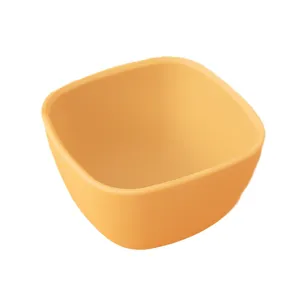 Silicone baby mini bowl square food grade children feeding bowl infant tableware orange yellow
