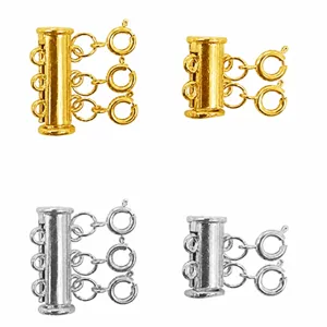 Multi-strand necklace clasp metal tube connectors gold silver jewelry making finding parts