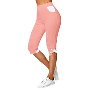 Pantacourt de loisirs grande taille pour femme, pantalon court uni taille haute mode.