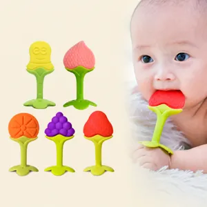 Baby Teething Toy Silicone Fruit Teether Anti Hand Eating Molar Stick For 3 Months And Up Infant Oral Stage Teething Relief