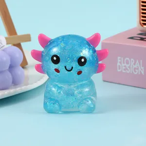 Cute Glitter Axolotl Squishy Toy Slow Rebound TPR Stress Relief Desk Decoration