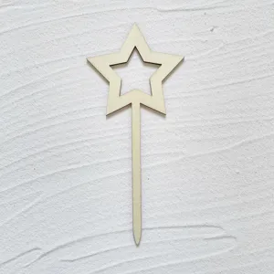 Wooden star cake topper rustic birthday party decoration dessert table dessert insert sign