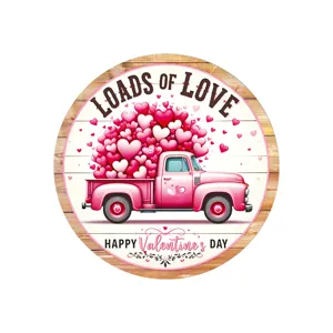 Valentine wooden hanging sign romantic pink truck heart wall decor for party home holiday