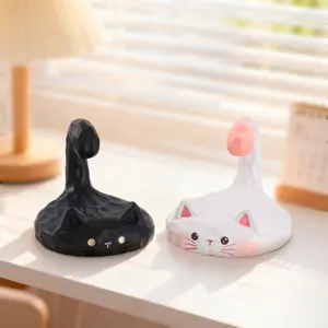 Cute cat mobile phone holder desktop lazy bracket creative resin animal ornament decoration stand