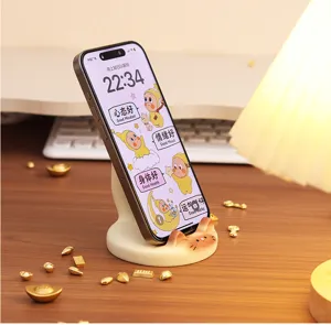Supporto per telefono gatto carino da scrivania, supporto animale in resina per smartphone.