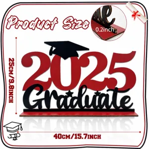 2025 graduation wooden table sign decoration party photo prop size 40x25cm red black