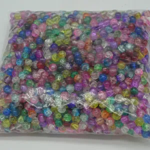 Colorful glass crackle beads for DIY jewelry making, mixed color crystal loose beads detail.