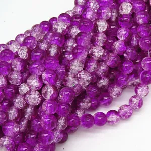 Purple cracked glass beads round loose beads for DIY handmade fashion jewelry accessories