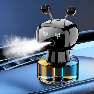 Smart robot car air freshener diffuser with cute heart eyes and mist spray for auto interior