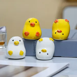 Joli ensemble de figurines de canard en céramique, mini décoration de bureau drôle pour la maison.