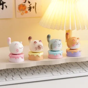 Süße Katze Dekompression Spielzeug Tischfigur, stressabbauende drehbare Katzenfigur Geschenk.