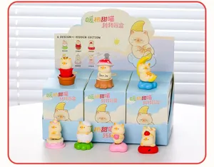 Cute cat blind box desktop ornament wobbling figure toy, perfect for office and home decor.