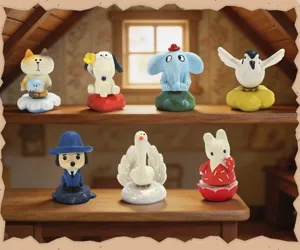 Cute abstract animal blind box action figures set, healing cartoon desktop decoration toys.