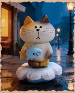 Cute cartoon cat figurine blind box desktop decoration, healing animal collectible toy.