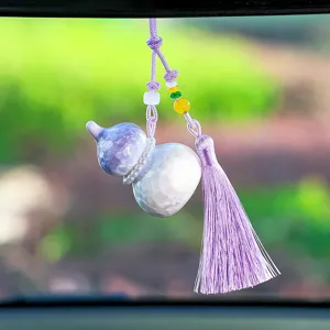 Paarse kalebas auto hangende ornament met kwastje voor achteruitkijkspiegel decoratie