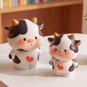 Cute cow piggy bank large capacity anti-drop creative money box for kids birthday gift