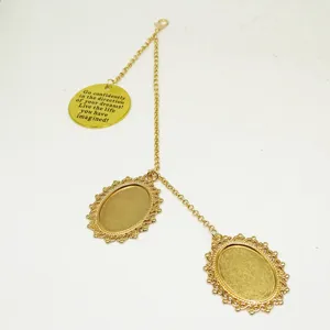 DIY photo locket pendant with double oval bezel trays and inspirational quote charm.