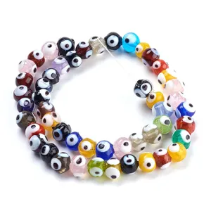 Cuentas de vidrio de mal de ojo de colores millefiori sueltas para accesorios de joyería DIY