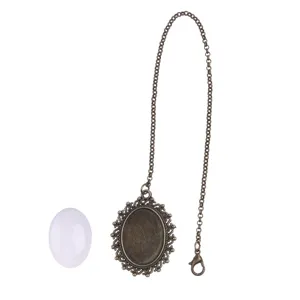 Vassoio per ciondolo ovale in bronzo vintage fai da te con catena cabochon foto