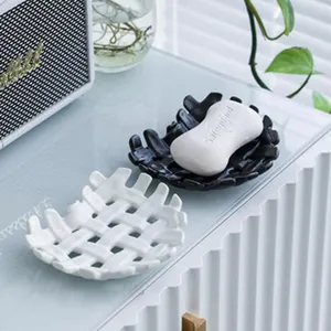 Porte savon ceramique support de savonnier pour salle de bain comptoir lavabo rangement