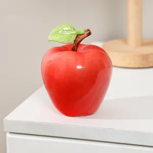 Dekorative Keramik roter Apfel Figur für Wohnzimmer Tisch Dekoration Heimaccessoire.