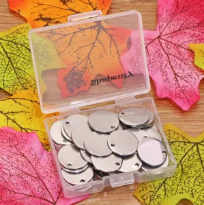 Stainless steel stamping blanks round tags DIY pendant jewelry making craft blanks in box