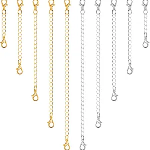 DIY Necklace Extension Chain Metal Gold Silver Plated Lobster Clasp Extender Chains Jewelry Making Accessories
