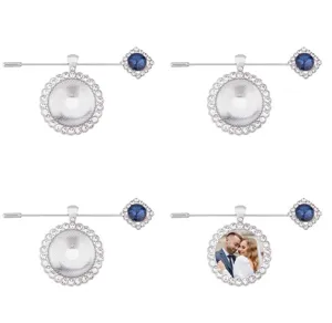 DIY photo frame brooch blank crystal rhinestone bouquet pin wedding accessory detail view